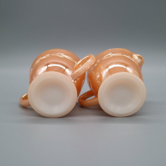 Vintage Fire King Peach Lustre Laurel Pattern Creamer & Sugar Bowl - Picture 7 of 7